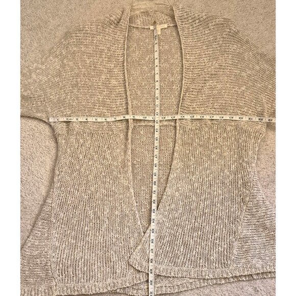 Eileen Fisher Tan Linen/Cotton Blend 3/4th Sleeve Open Front Cardigan Size L Euc - Picture 6 of 8